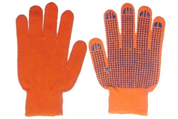 Acrylic gloves with wool, insulated, with PVC application 10kl, 6 threads